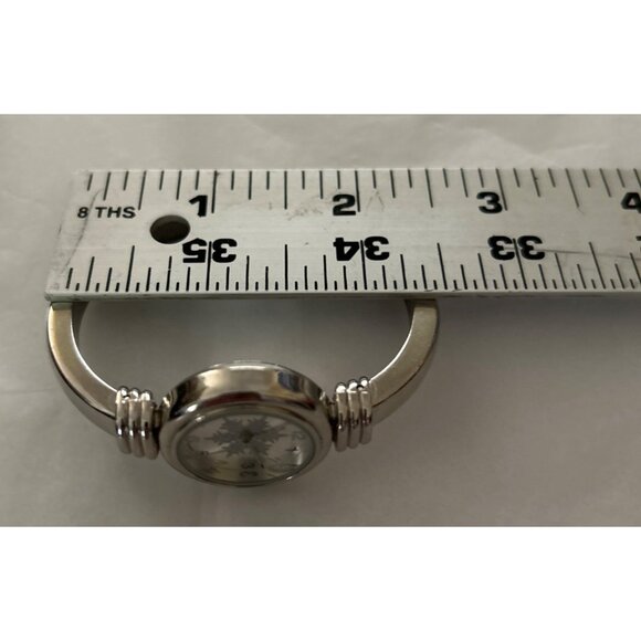 Silver Snowflake Womens Quartz Bangle Watch Stainless Steel Christmas Holiday - Picture 5 of 5